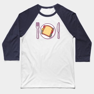 Sandwich Breakfast On Plate with Knife And Fork Baseball T-Shirt